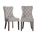 Dining Chair Upholstered French Tufted PU Leather Brown/Grey 2 Pack