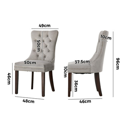 Dining Chair Upholstered French Tufted PU Leather Brown/Grey 2 Pack