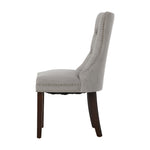 Dining Chair Upholstered French Tufted PU Leather Brown/Grey 2 Pack