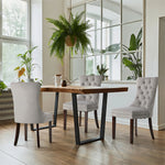 Dining Chair Upholstered French Tufted PU Leather Brown/Grey 2 Pack