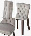 Velvet Dining Chair Upholstered French Tufted Light Grey 4&6 Pack
