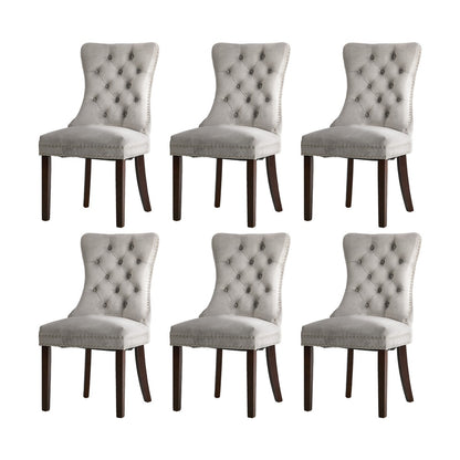 Velvet Dining Chair Upholstered French Tufted Light Grey 4&6 Pack