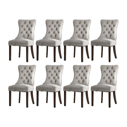 8x Dining Chair Upholstered French Tufted PU Leather Brown/Light Grey Dining Seating