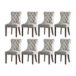 8x Dining Chair Upholstered French Tufted PU Leather Brown/Light Grey Dining Seating