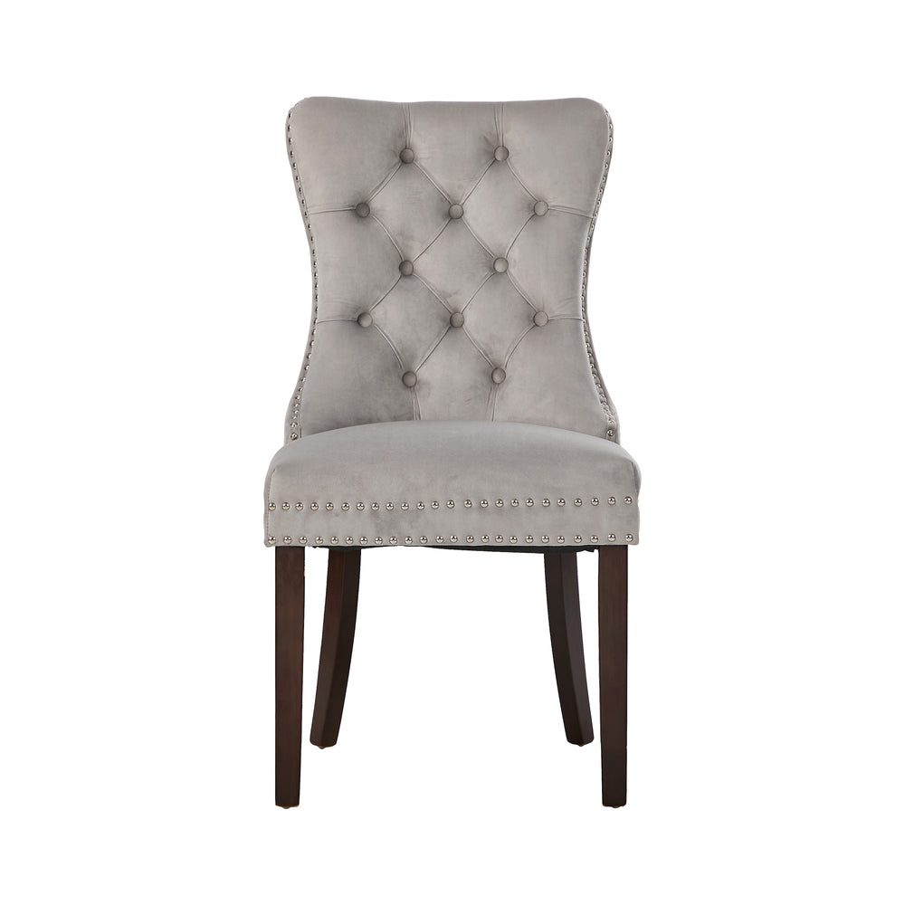 8x Dining Chair Upholstered French Tufted PU Leather Brown/Light Grey Dining Seating