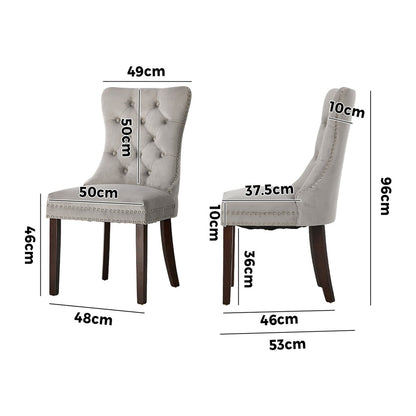 8x Dining Chair Upholstered French Tufted PU Leather Brown/Light Grey Dining Seating