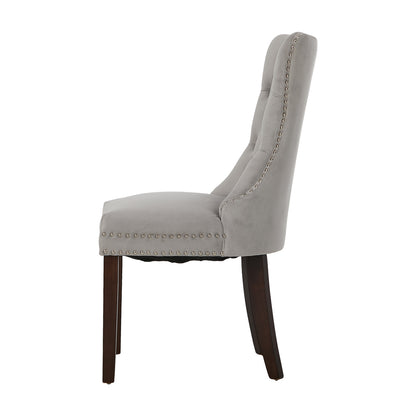 8x Dining Chair Upholstered French Tufted PU Leather Brown/Light Grey Dining Seating