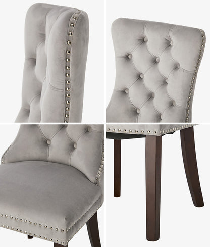 8x Dining Chair Upholstered French Tufted PU Leather Brown/Light Grey Dining Seating