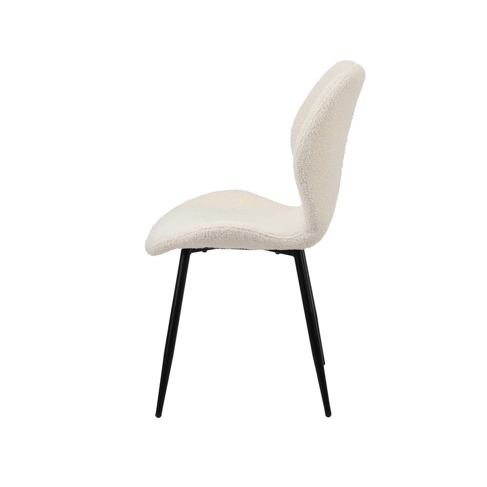 Set of 6 Dining Chairs Padded Seat Armless Boucle White