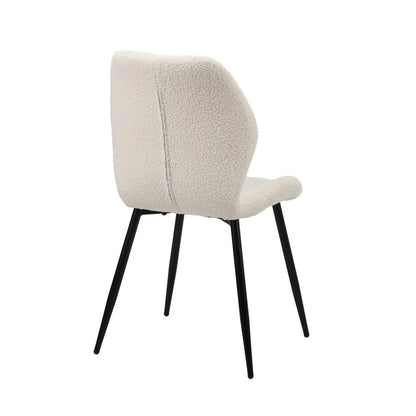 Set of 4 Dining Chairs Padded Seat Armless Boucle White