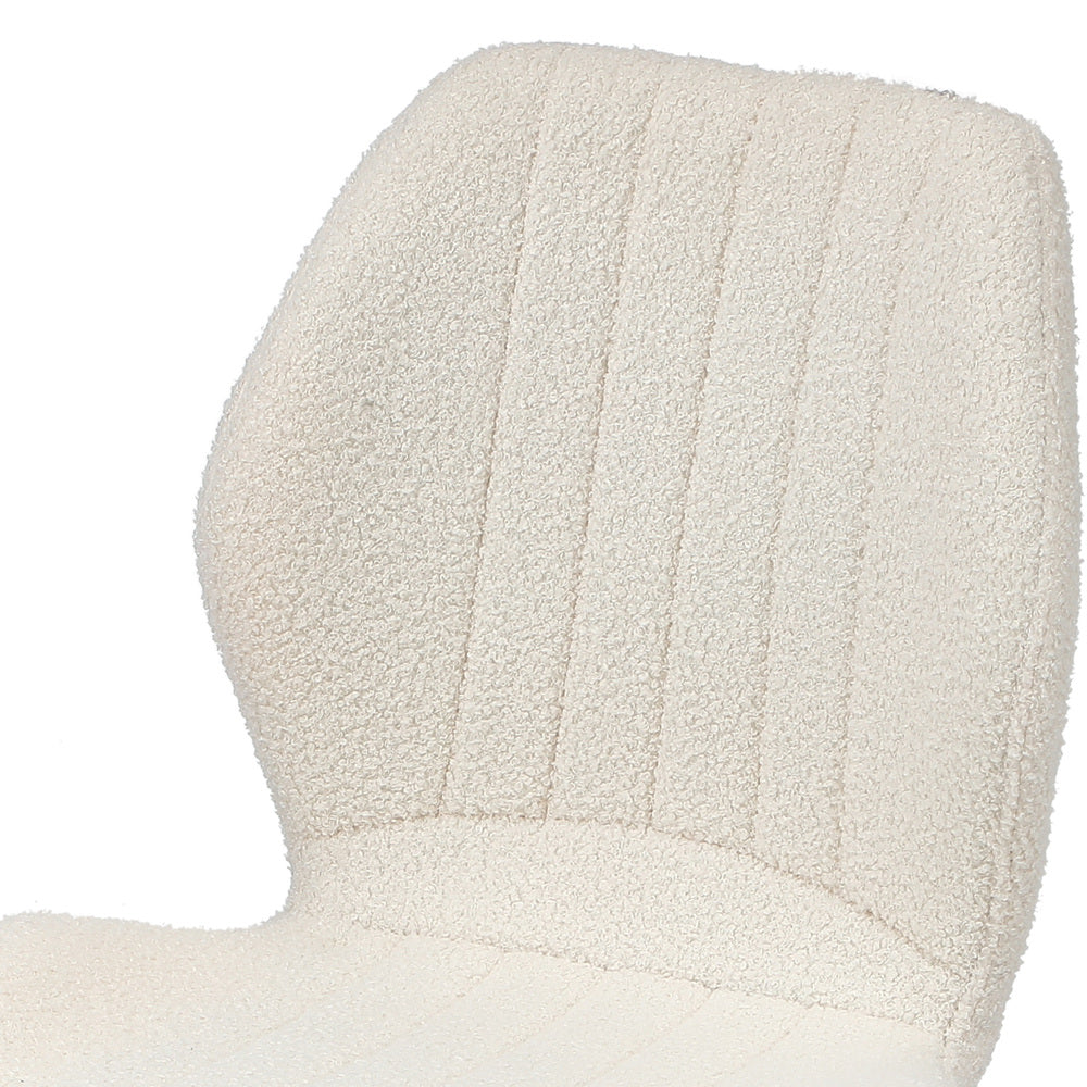 Set of 2 Dining Chairs Padded Seat Armless Boucle White