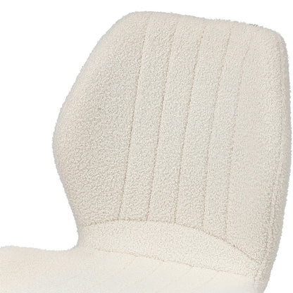 Set of 2 Dining Chairs Padded Seat Armless Boucle White