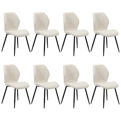 Dining Chairs Padded Seat Armless Boucle White