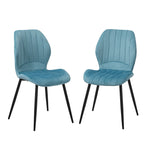 Dining Chairs Padded Seat Armless Velvet Blue