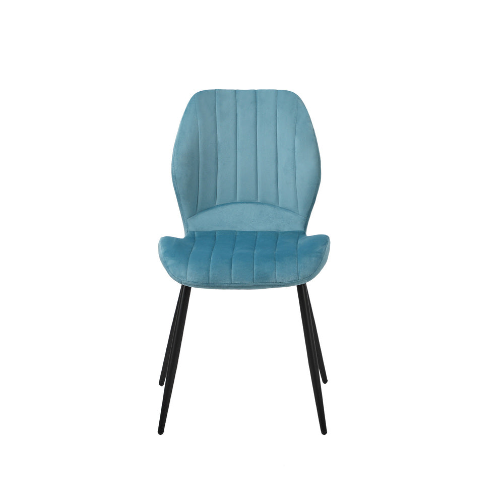 Set of 4 Dining Chairs Padded Seat Armless Velvet Blue