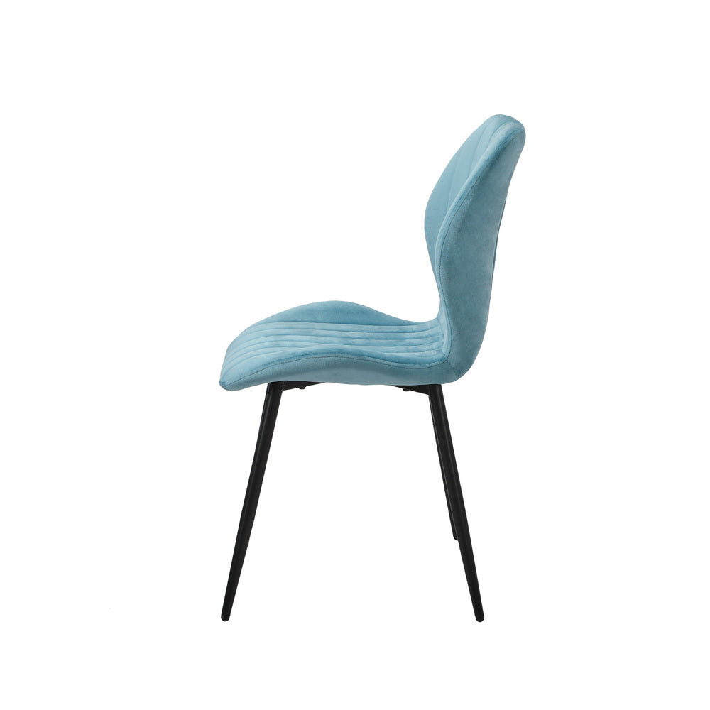 Set of 8 Dining Chairs Padded Seat Armless Velvet Blue