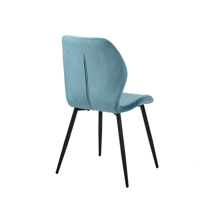Set of 2 Dining Chairs Padded Seat Armless Velvet Blue