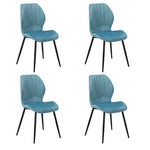 Dining Chairs Padded Seat Armless Velvet Blue