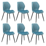 Dining Chairs Padded Seat Armless Velvet Blue