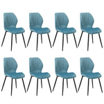 Dining Chairs Padded Seat Armless Velvet Blue