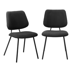 2x Dining Chairs Vintage Retro Polyester Dark Grey Modern Kitchen Lounge Set