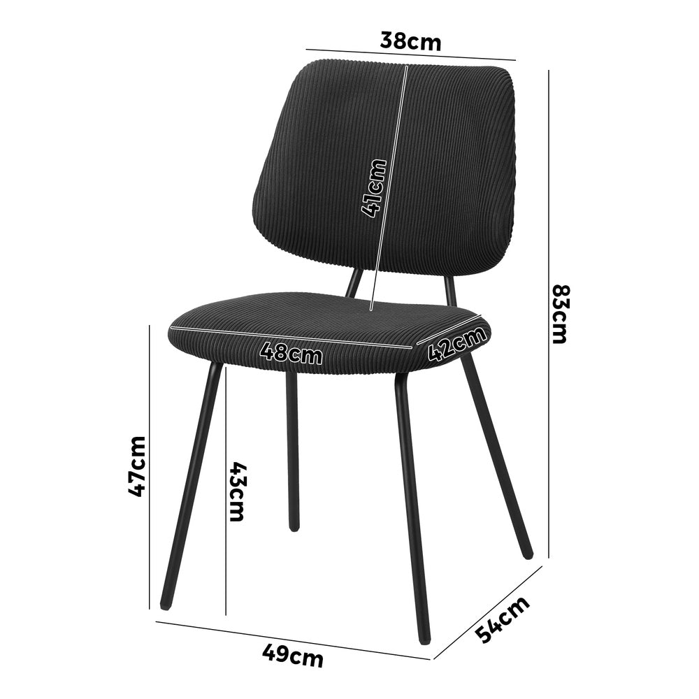 2x Dining Chairs Vintage Retro Polyester Dark Grey Modern Kitchen Lounge Set