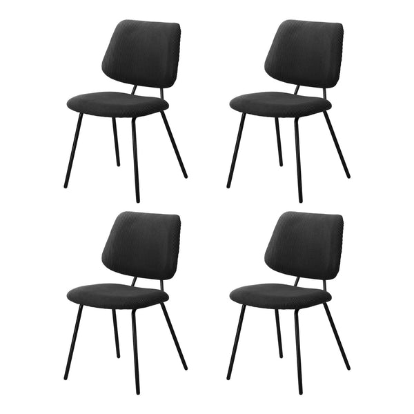  4x Dining Chair Vintage Retro Polyester Padded Dark Grey