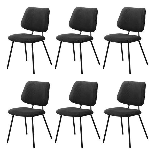  6x Dining Chair Vintage Retro Polyester Padded Dark Grey