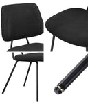 6x Dining Chairs Vintage Retro Dark Grey & Black Polyester Padded Kitchen Chairs