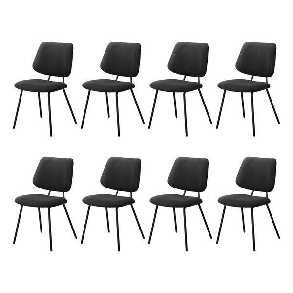  8x Dining Chair Vintage Retro Polyester Padded Dark Grey