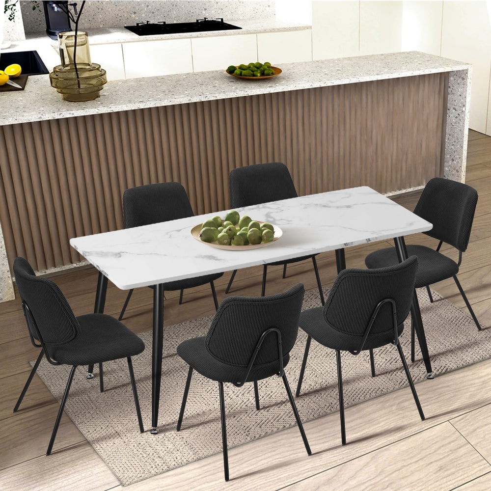 8x Dining Chair Vintage Retro Polyester Padded Dark Grey
