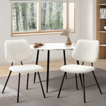2x Dining Chairs Vintage Retro Sherpa Fabric White Modern Kitchen Lounge Set