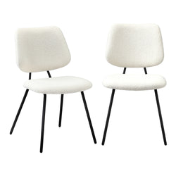 2x Dining Chairs Vintage Retro Sherpa Fabric White Modern Kitchen Lounge Set
