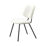 2x Dining Chairs Vintage Retro Sherpa Fabric White Modern Kitchen Lounge Set