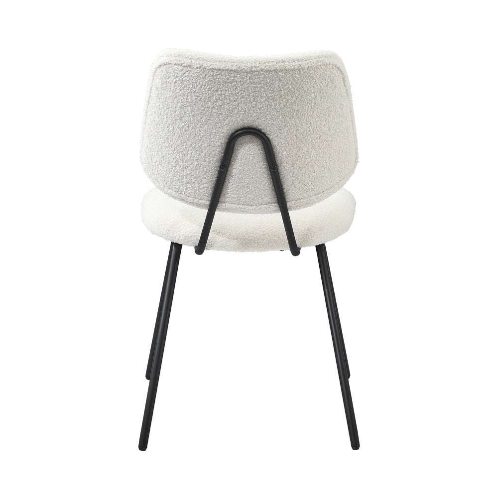 2x Dining Chairs Vintage Retro Sherpa Fabric White Modern Kitchen Lounge Set