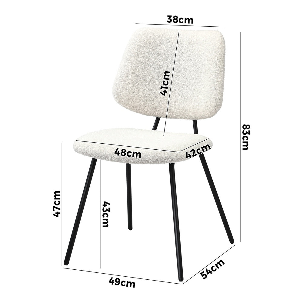 4x Dining Chairs Vintage Retro White Sherpa Padded Kitchen Dining Chairs