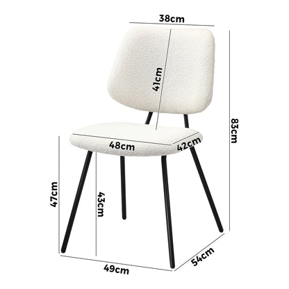 4x Dining Chairs Vintage Retro White Sherpa Padded Kitchen Dining Chairs