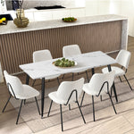 4x Dining Chairs Vintage Retro White Sherpa Padded Kitchen Dining Chairs