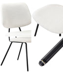 4x Dining Chairs Vintage Retro White Sherpa Padded Kitchen Dining Chairs