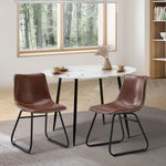 2x Dining Chairs Lounge Retro Padded Seat PU Brown