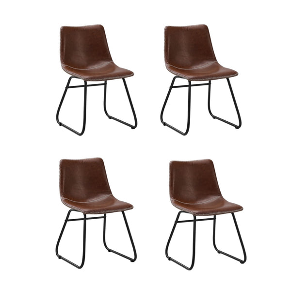  Dining Chairs Retro Padded Seat PU Brown/Grey