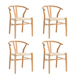Set of 4 Wooden Dining Chair Wishbone Shaped Chair