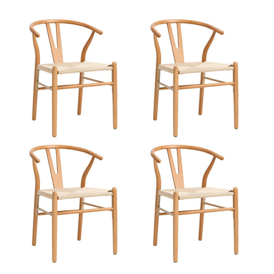 Set of 4 Wooden Dining Chair Wishbone Shaped Chair