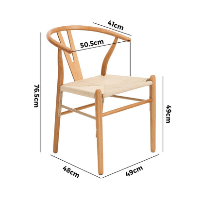 Set of 4 Wooden Dining Chair Wishbone Shaped Chair