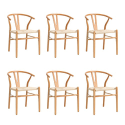 Set of 6 Wooden Dining Chair Wishbone Shaped Chair