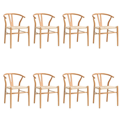 Set of 8 Wooden Dining Chair Wishbone Shaped Chair