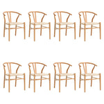 Set of 8 Wooden Dining Chair Wishbone Shaped Chair