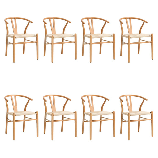 Set of 8 Wooden Dining Chair Wishbone Shaped Chair