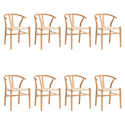 Set of 8 Wooden Dining Chair Wishbone Shaped Chair