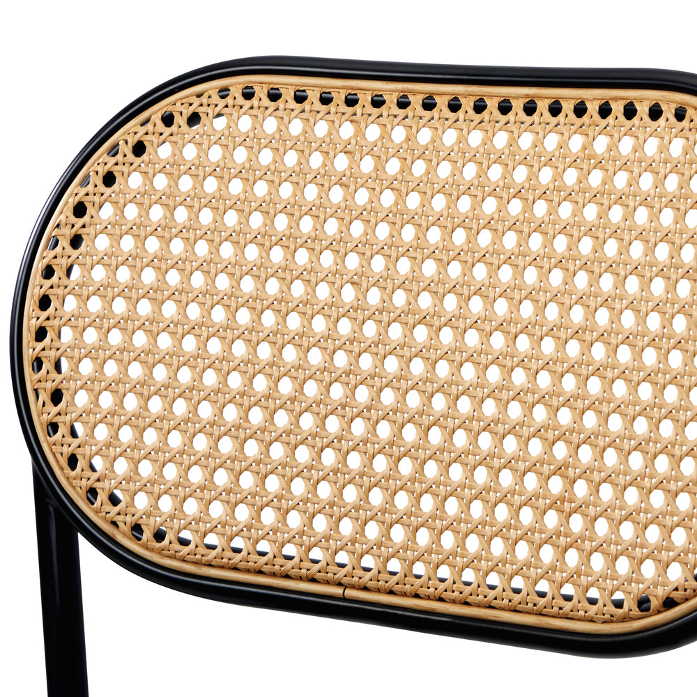 2PCS Rattan Dining Chair Sherpa PU Leather White/Black